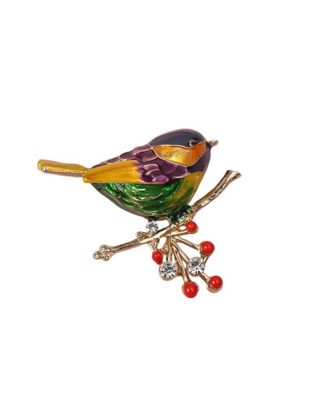 Enamel Bird Brooch for Women Men Sparkling Cute Sparrow Animal Lapel Pins for